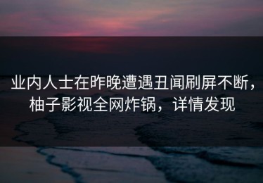 业内人士在昨晚遭遇丑闻刷屏不断，柚子影视全网炸锅，详情发现