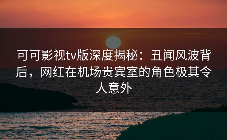 可可影视tv版深度揭秘：丑闻风波背后，网红在机场贵宾室的角色极其令人意外