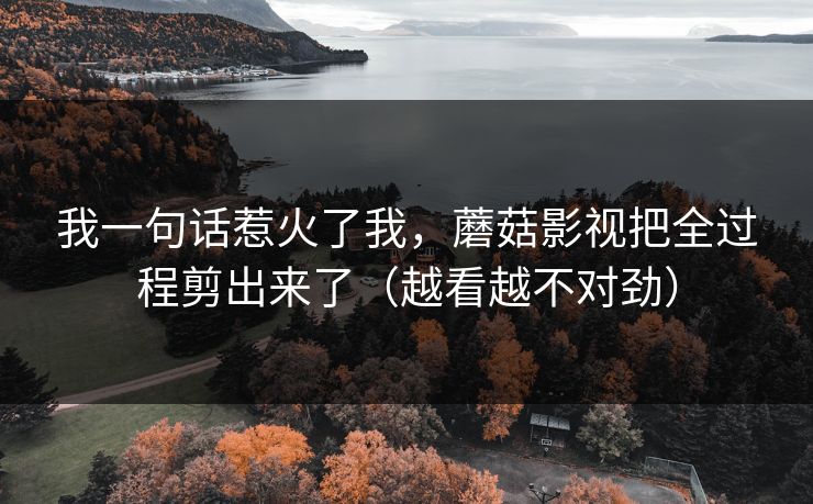 我一句话惹火了我，蘑菇影视把全过程剪出来了（越看越不对劲）